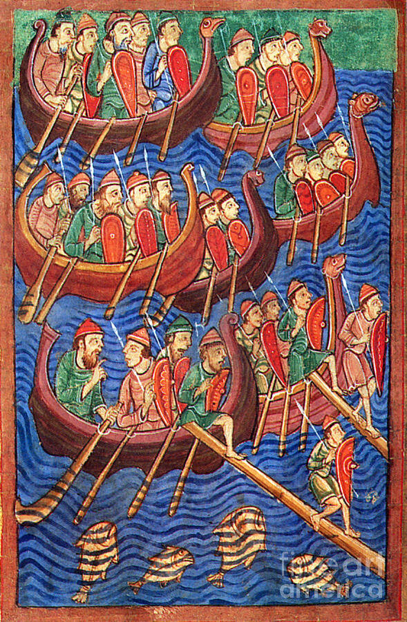 Вторжение Ивара Бескостного в Нортумбрию, из "Жизни святого Эдмунда", ок. 1130 г.