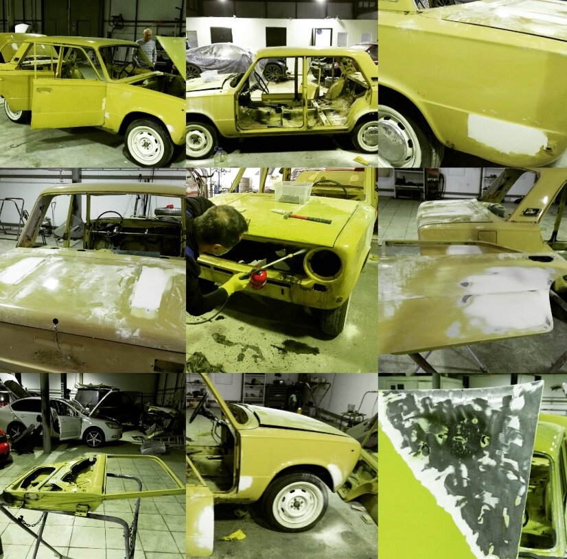 Коллаж с фотографиями кузовных работ