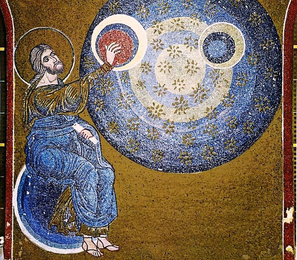 Сотворение мира ( фреска XII века в итальянском соборе)