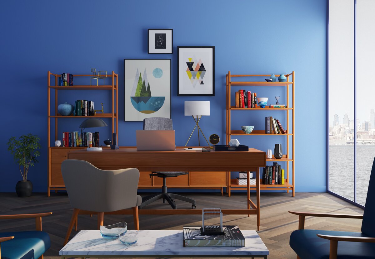 https://www.pexels.com/photo/brown-wooden-desk-with-rolling-chair-and-shelves-near-window-667838/