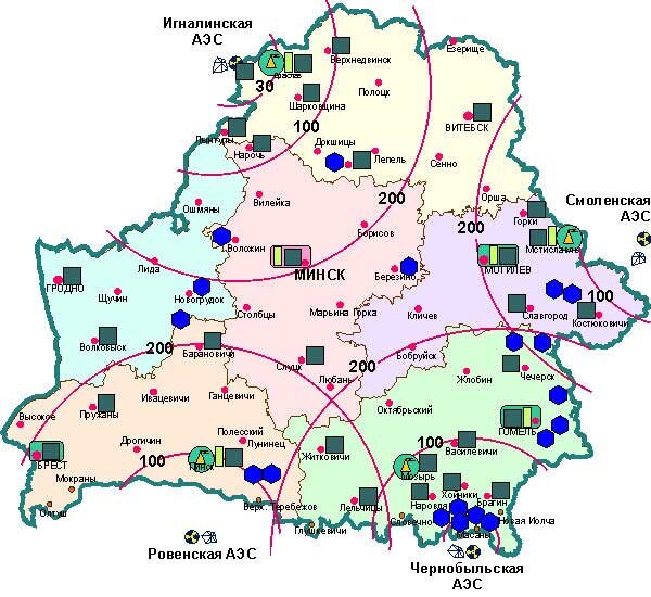 Карта радиационная могилевской области