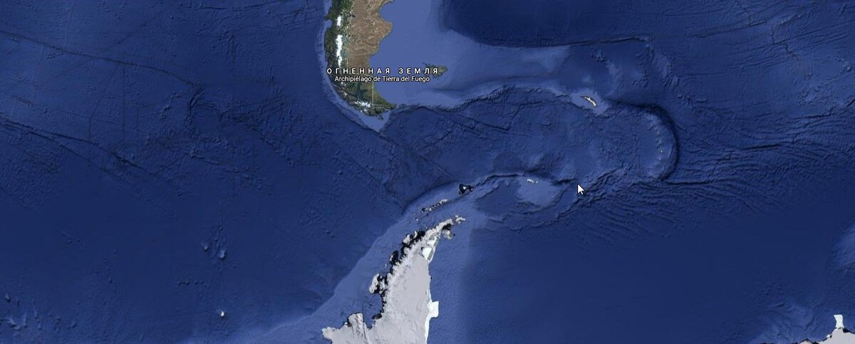 Пролив Дрейка Google Maps.