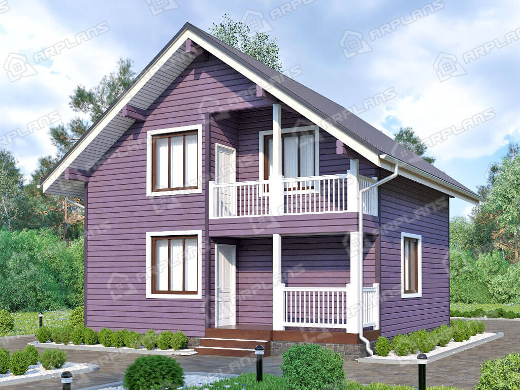 Симпатичный домик из бруса 8х8 м. | Arplans.ru - проекты домов | Дзен