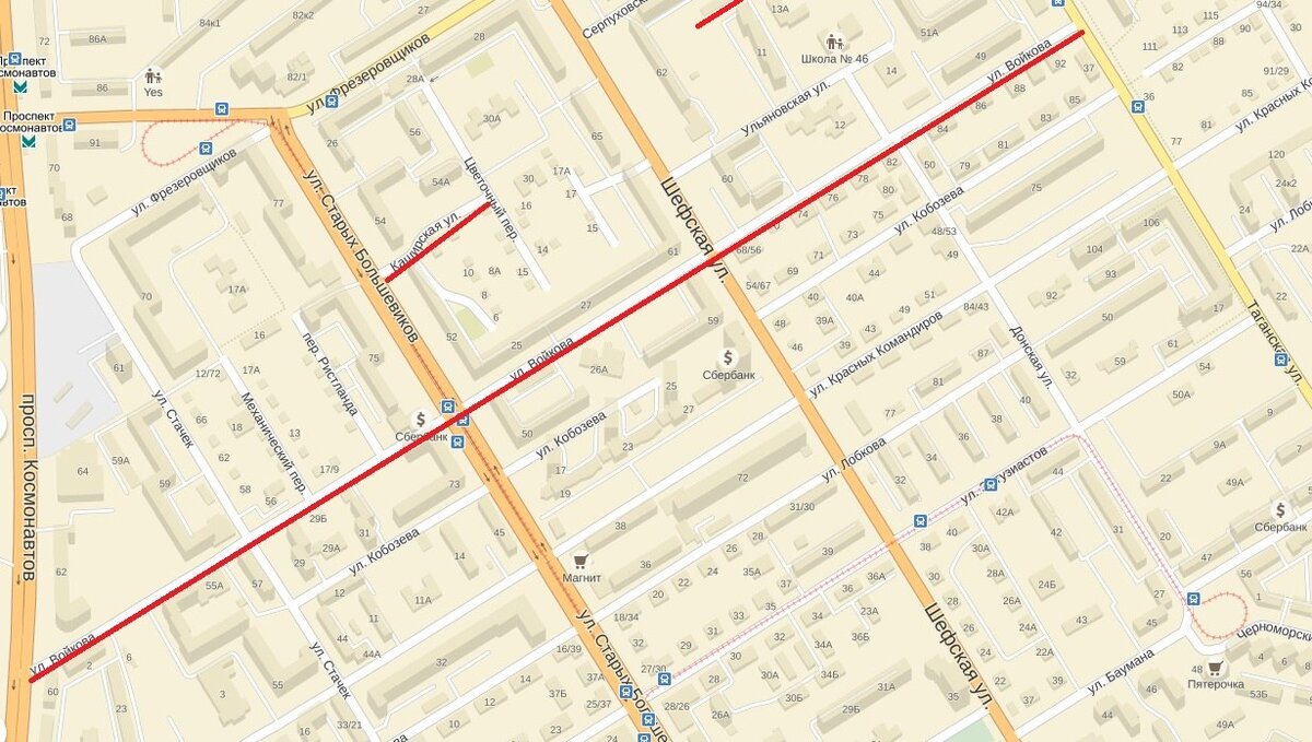 Войкова - Каширская (Екатеринбург) © Яндекс