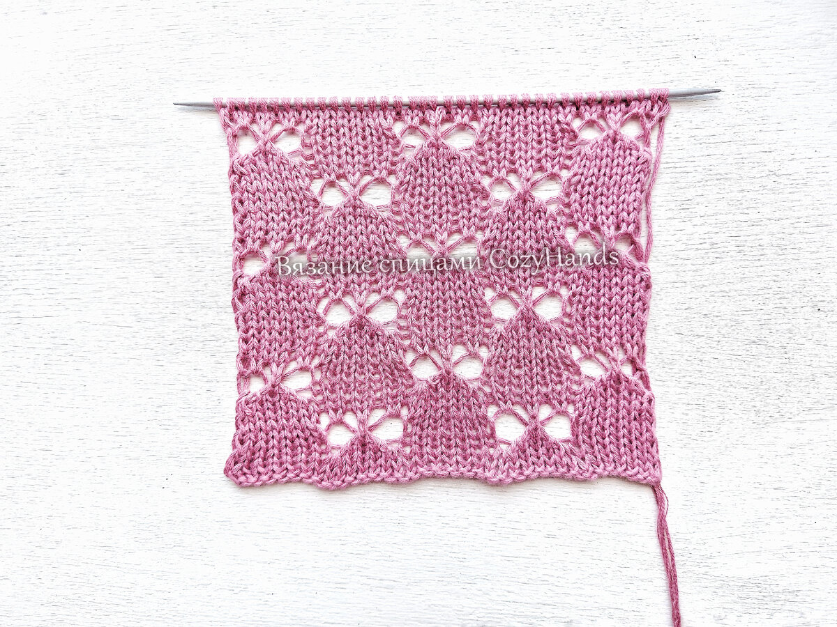 Симпатичный ажурный узор спицами