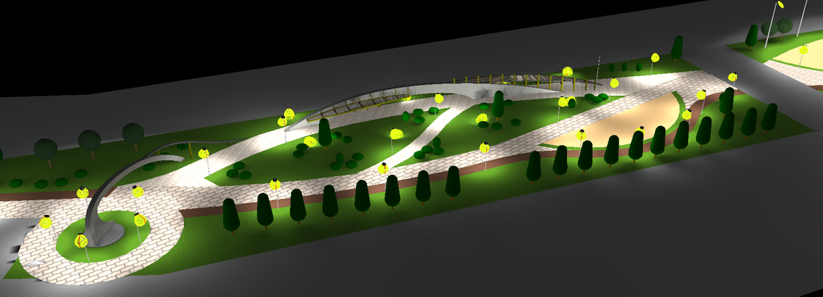 3D-визуализация освещения в парке