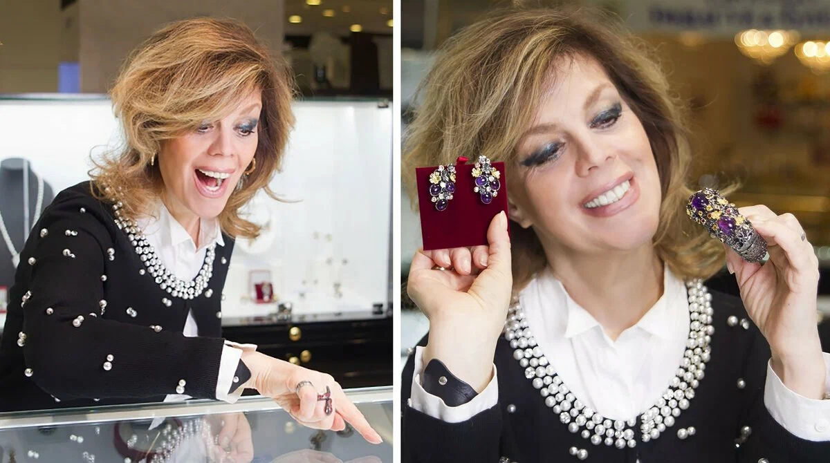 Счастливая мадам Казарновская выбирает брильянты . Фото из интернета.