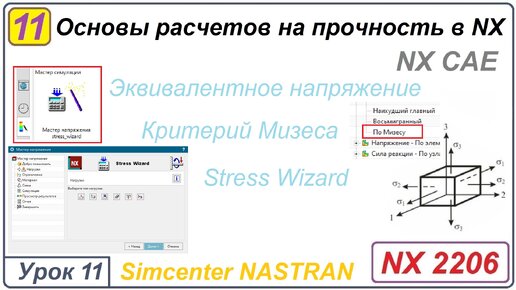 NX CAE. Основы расчетов на прочность в NX. Урок 11. Эквивалентное напряжение. Мизес. Stress Wizard.