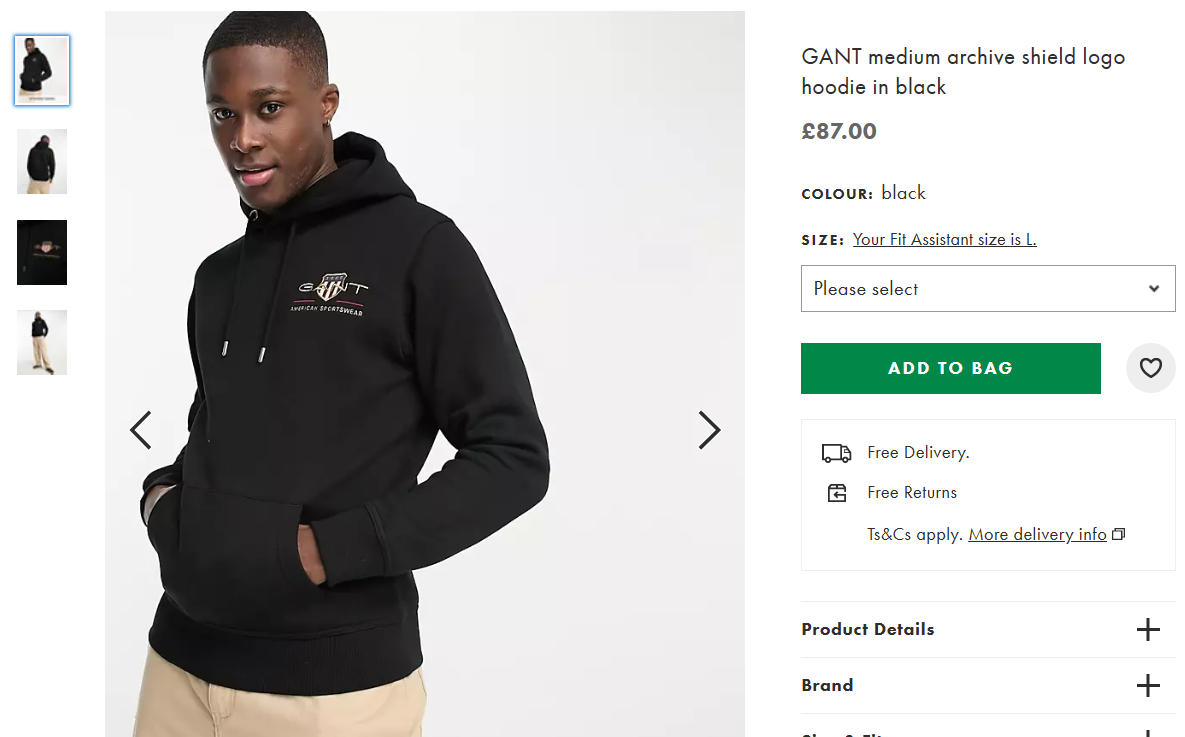 Скриншот с сайта asos