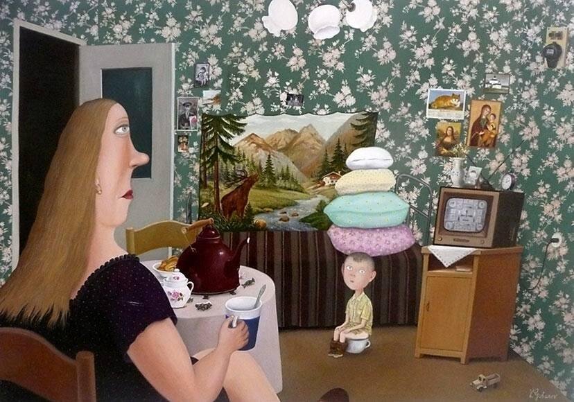 Художник Валентин Губарев "Дом - конфетка и маленький мальчик с потерянными иллюзиями" (vgubarev.com)