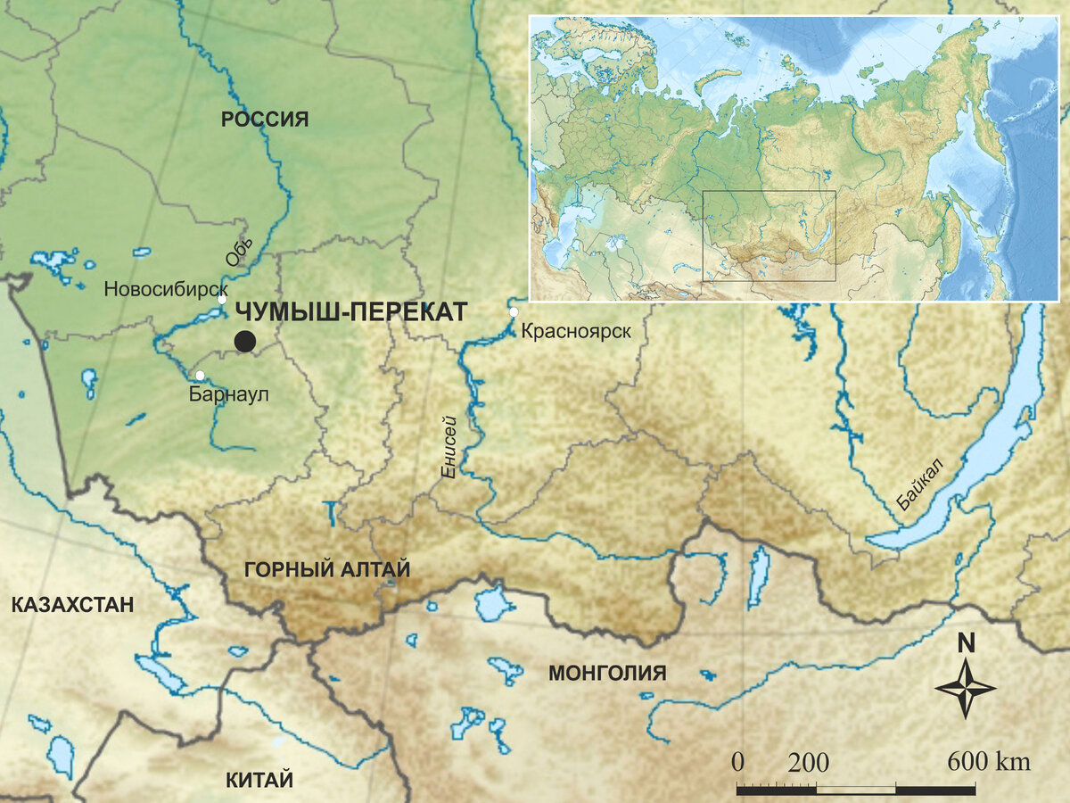 Схема расположения могильника Чумыш-Перекат на карте Западной Сибири