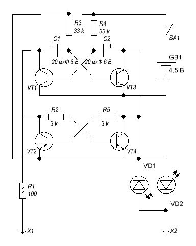 Схема пробника на транзисторах