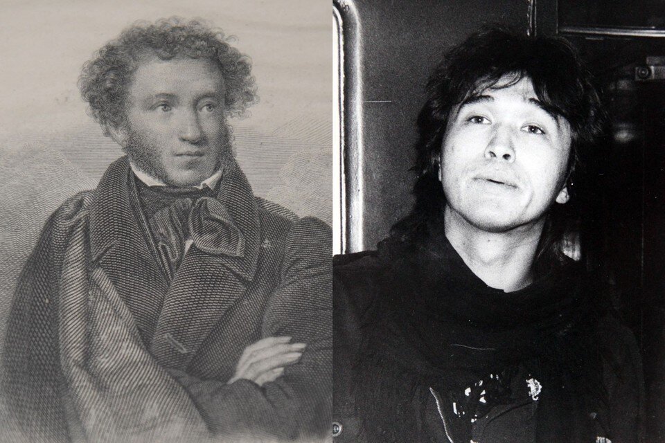    Нейросеть посчитала, что Пушкин жил в одно время с Цоем. Перефото: Тимур ХАНОВ/ Михаил ФРОЛОВ.