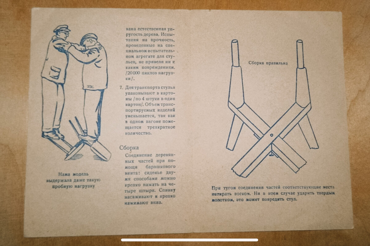 Схема сборки винтажного стула "Гера"