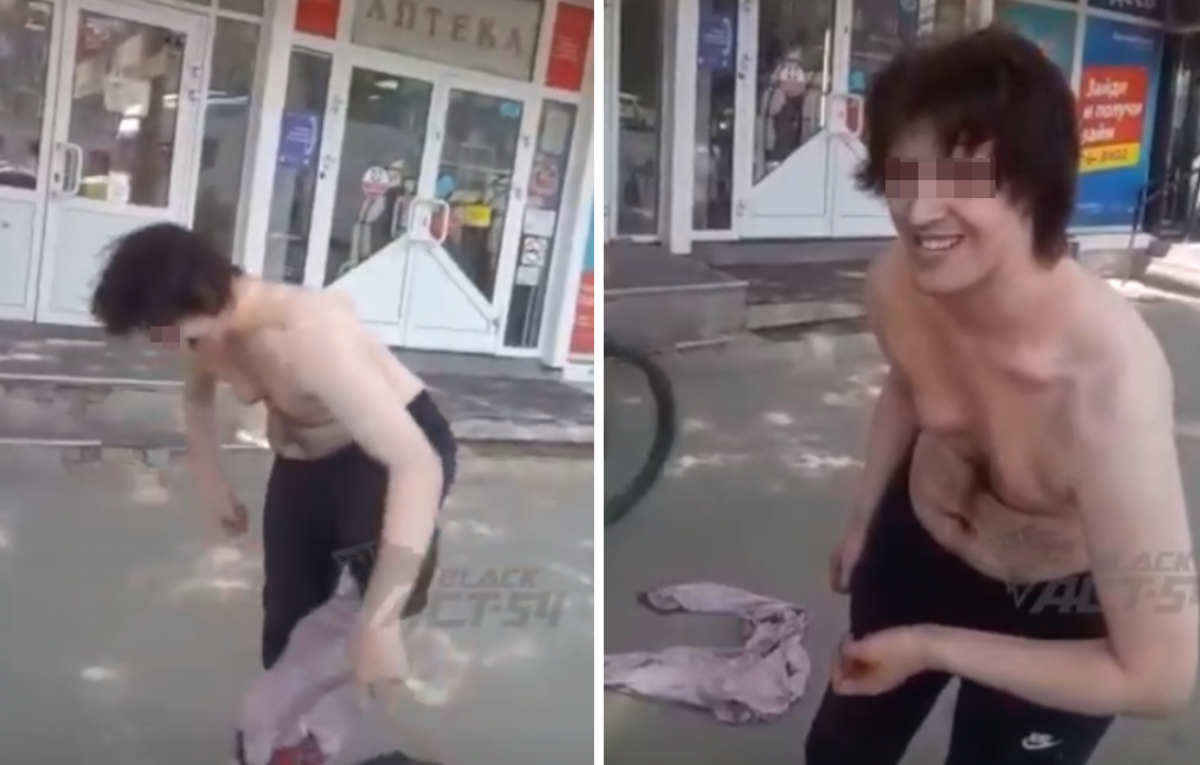    В Новосибирске парень разделся догола и оскорблял прохожих на Дзержинского