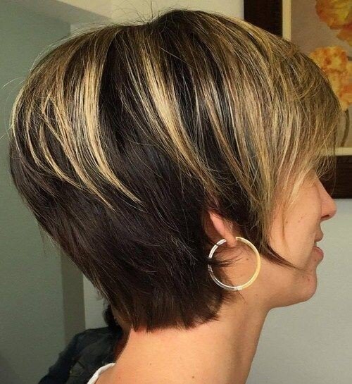 Стрижка "Пикси-Боб" с комбинированным окрашиванием и удлинёнными волосами на затылке. Стрижка с плавным переходом.