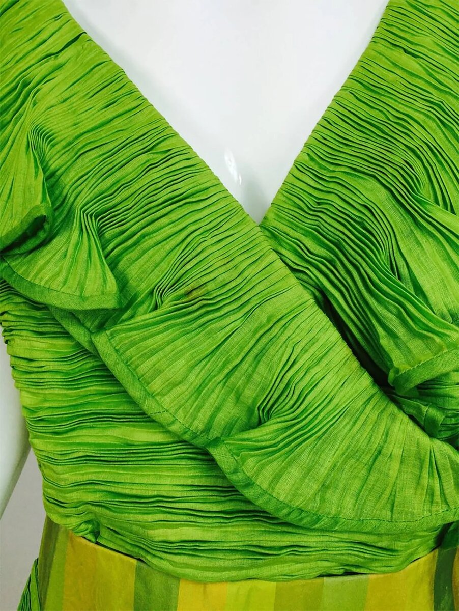 https://palmbeachvintage.com/products/sybil-connolly-dublin-2pc-green-pleated-linen-evening-dress-1960s 