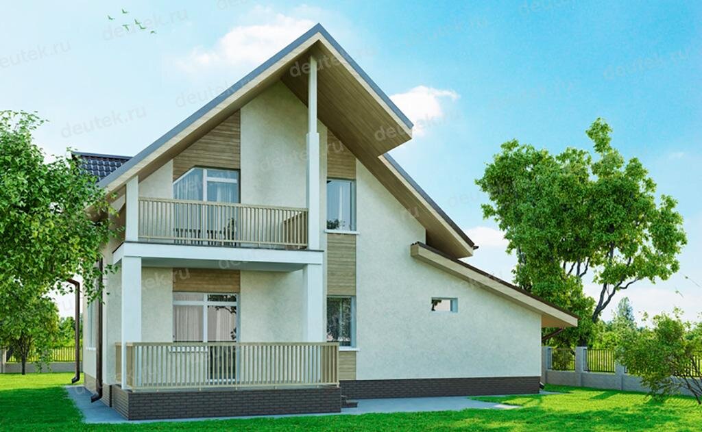 Проект загородного дома 161 м2 из газобетона с гаражом, балконом и ...