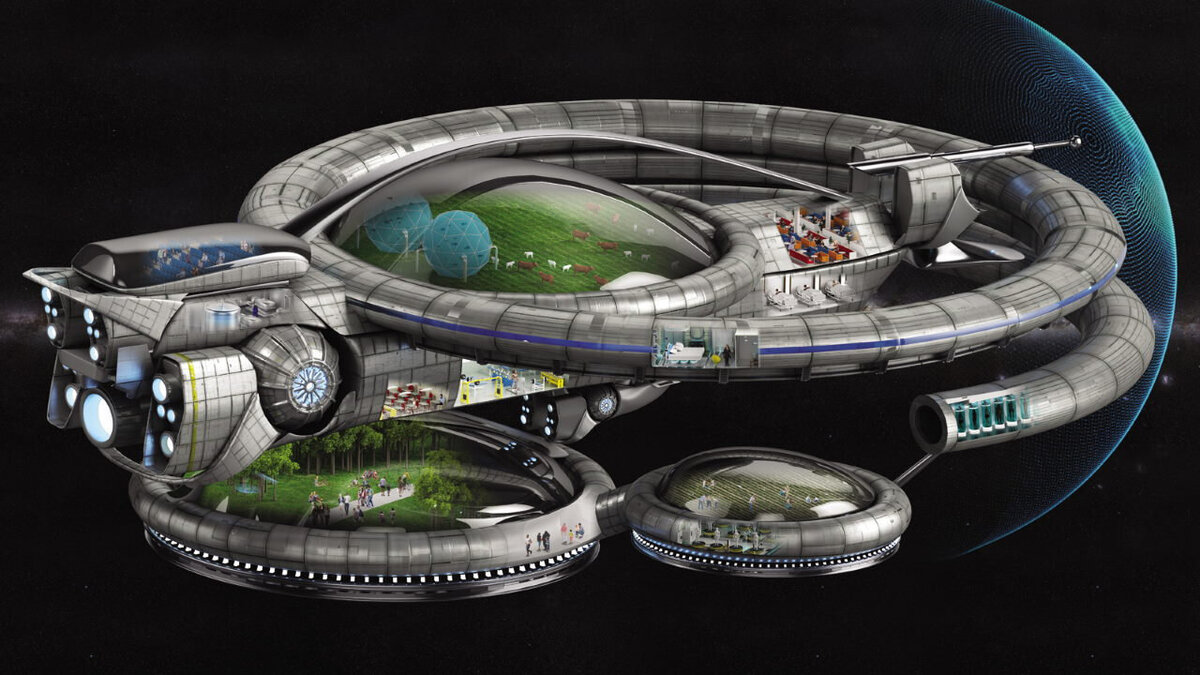 Космический корабль «Берегиня» отходит от астропорта на Луне