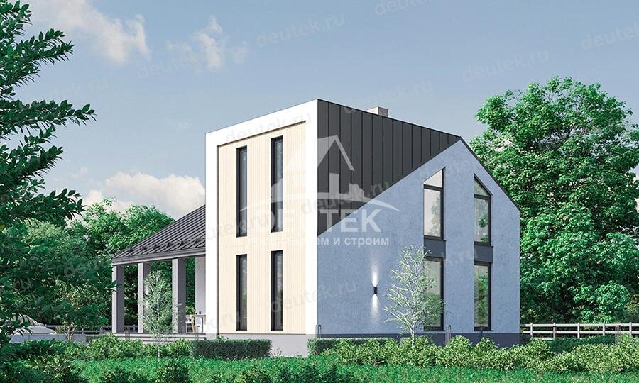 Проект дома 180 м2 с большими окнами и вторым светом - LK-115