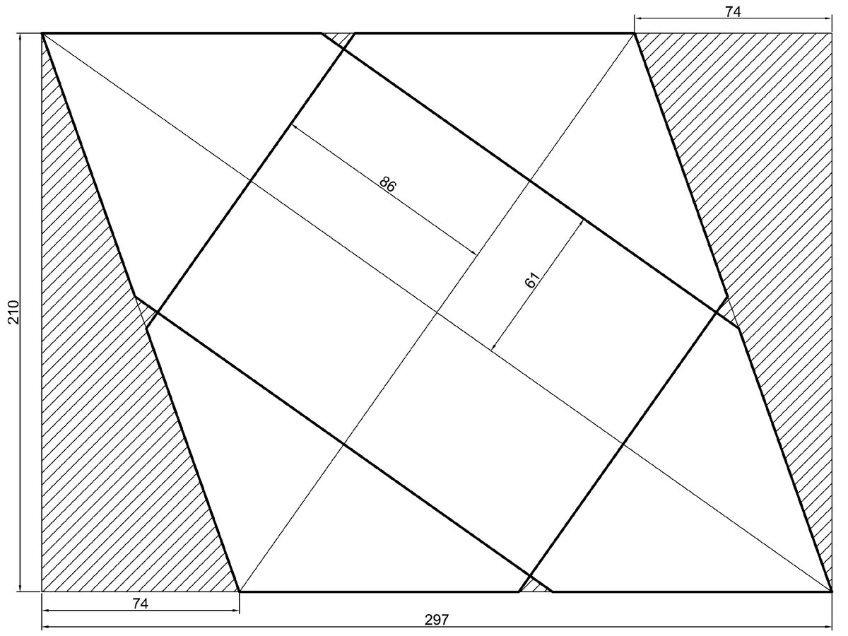Схема конверта из листа а4