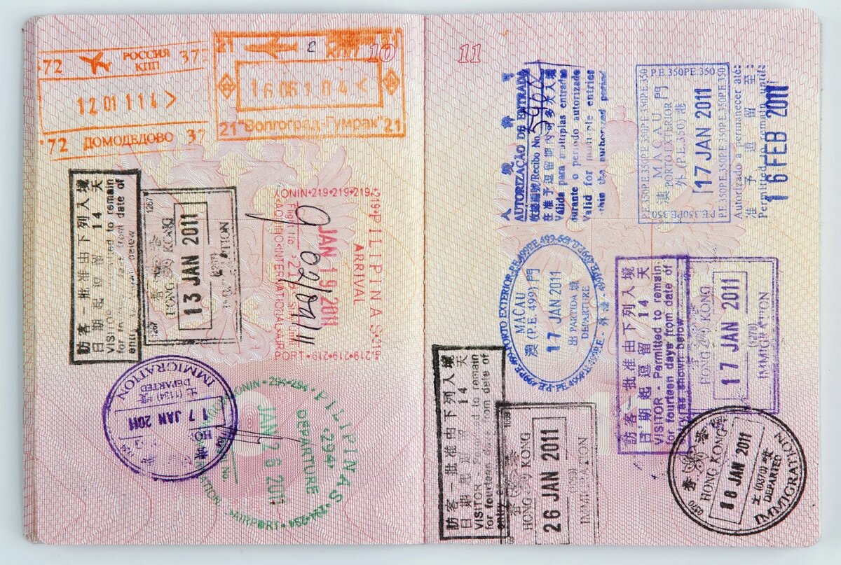 Отметки о пересечении границы в загранпаспорте 