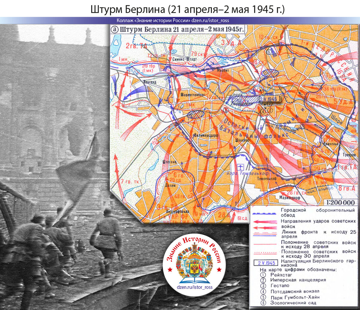 Штурм Берлина (21 апреля–2 мая 1945 г.). Коллаж «Знание истории России» https://dzen.ru/istor_ross