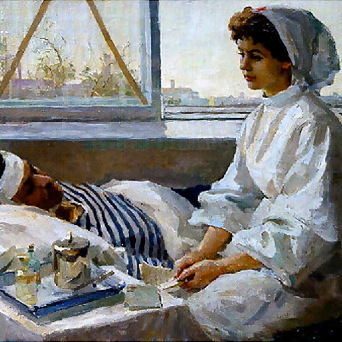 Что соколов узнал находясь в госпитале. Медсестра живопись.