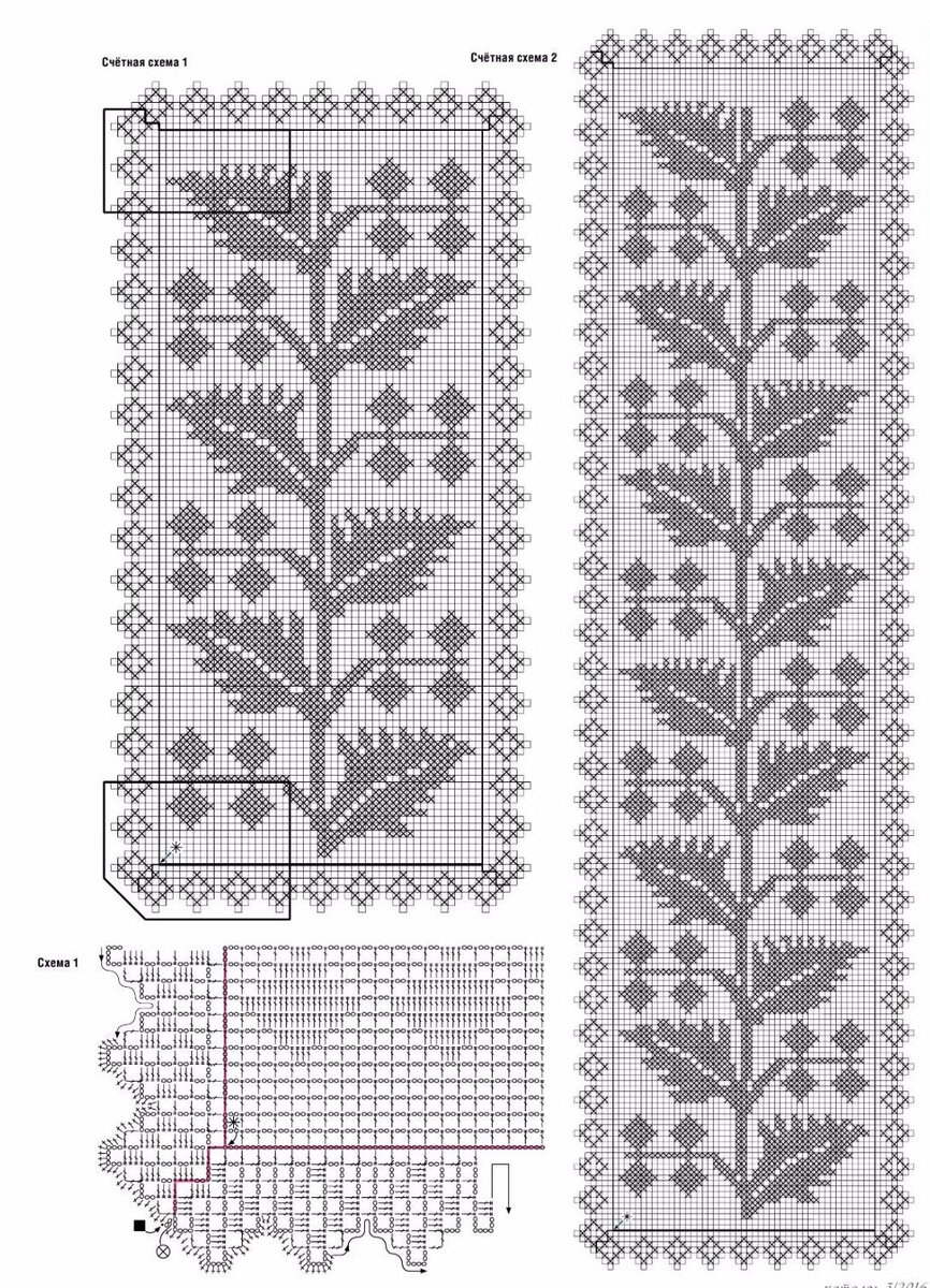 Дорожка салфетка крючком схема филейное вязание