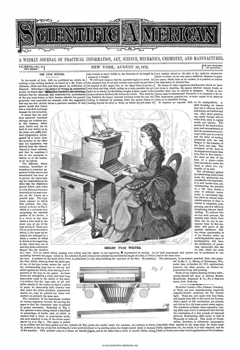 Обложка журнала «Scientific American», 10 августа 1872