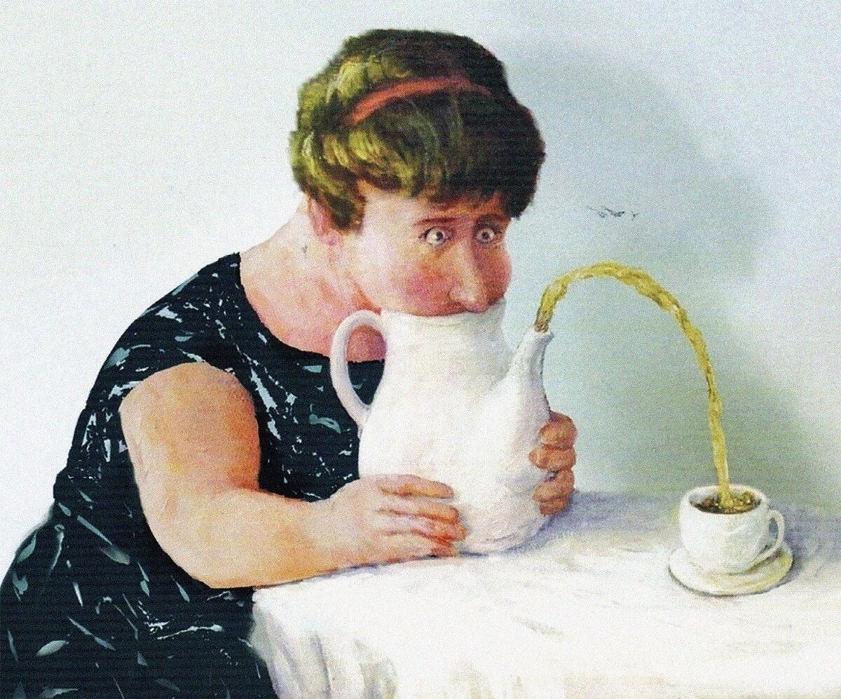 Ничем сидела. Картина сидела женщина скучала с чайником. Дует в чайник. Сидела женщина скучала стихотворение. Лежала женщина скучала.