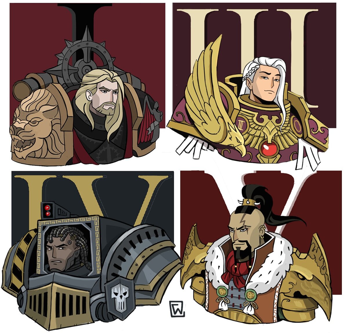 Лев Эль'Джонсон, Фулгрим, Пертурабо, Джагатай Хан