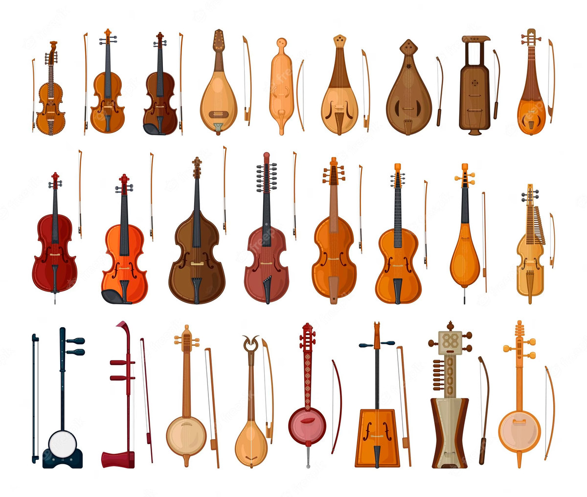 В мире существуют сотни различных видов музыкальных инструментов.