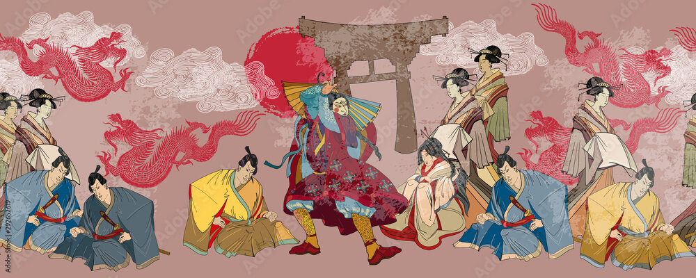 немножко японской гравюры, возможно она про театр, боюсь ошибиться)