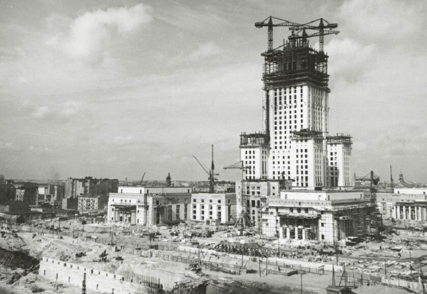 Строительство Дворца культуры и науки, Варшава, около 1955 г. Финансировалось СССР