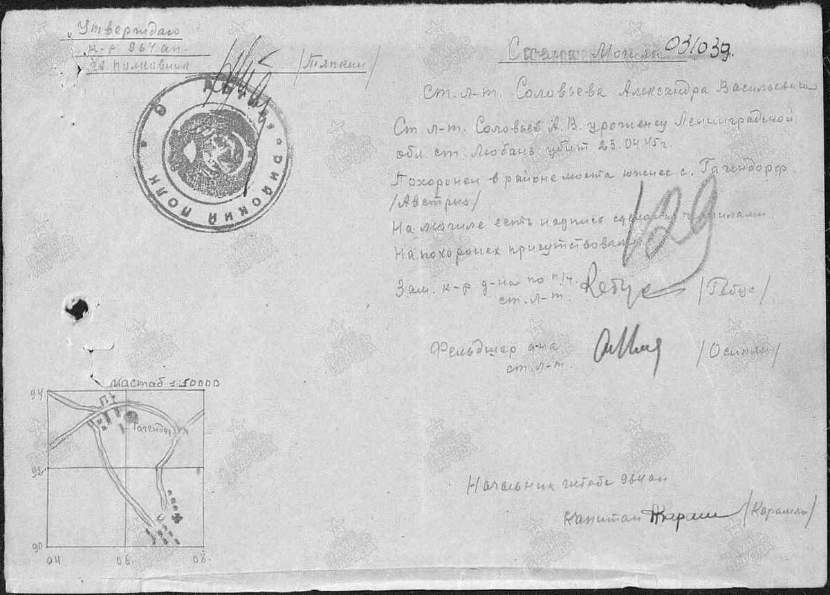 Схема захоронения Соловьева. 