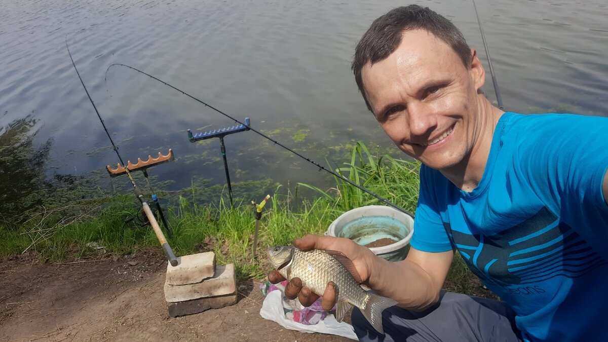 Ловля карася в начале лета на пруду (пос. Новый Буян, Самарская обл., пруд  