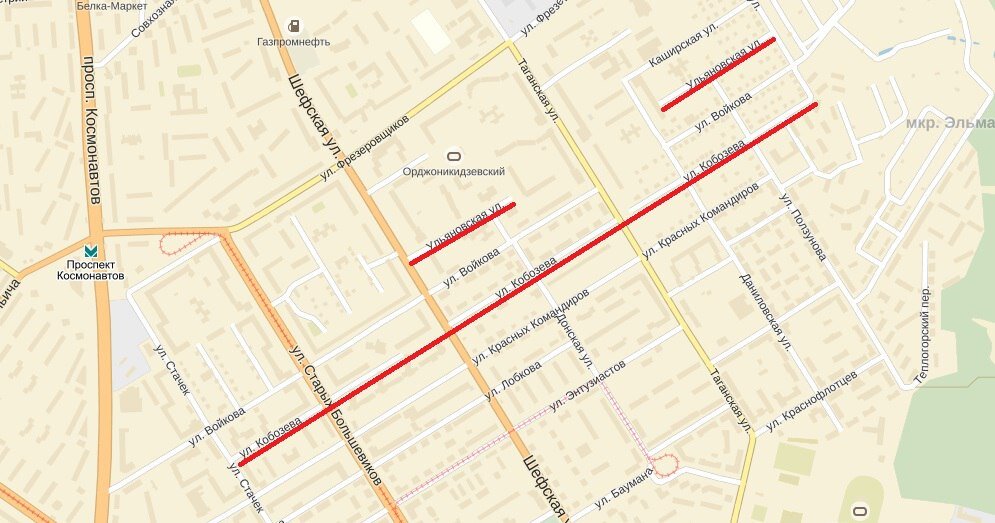 Кобозева - Ульяновская (Екатеринбург) © Яндекс