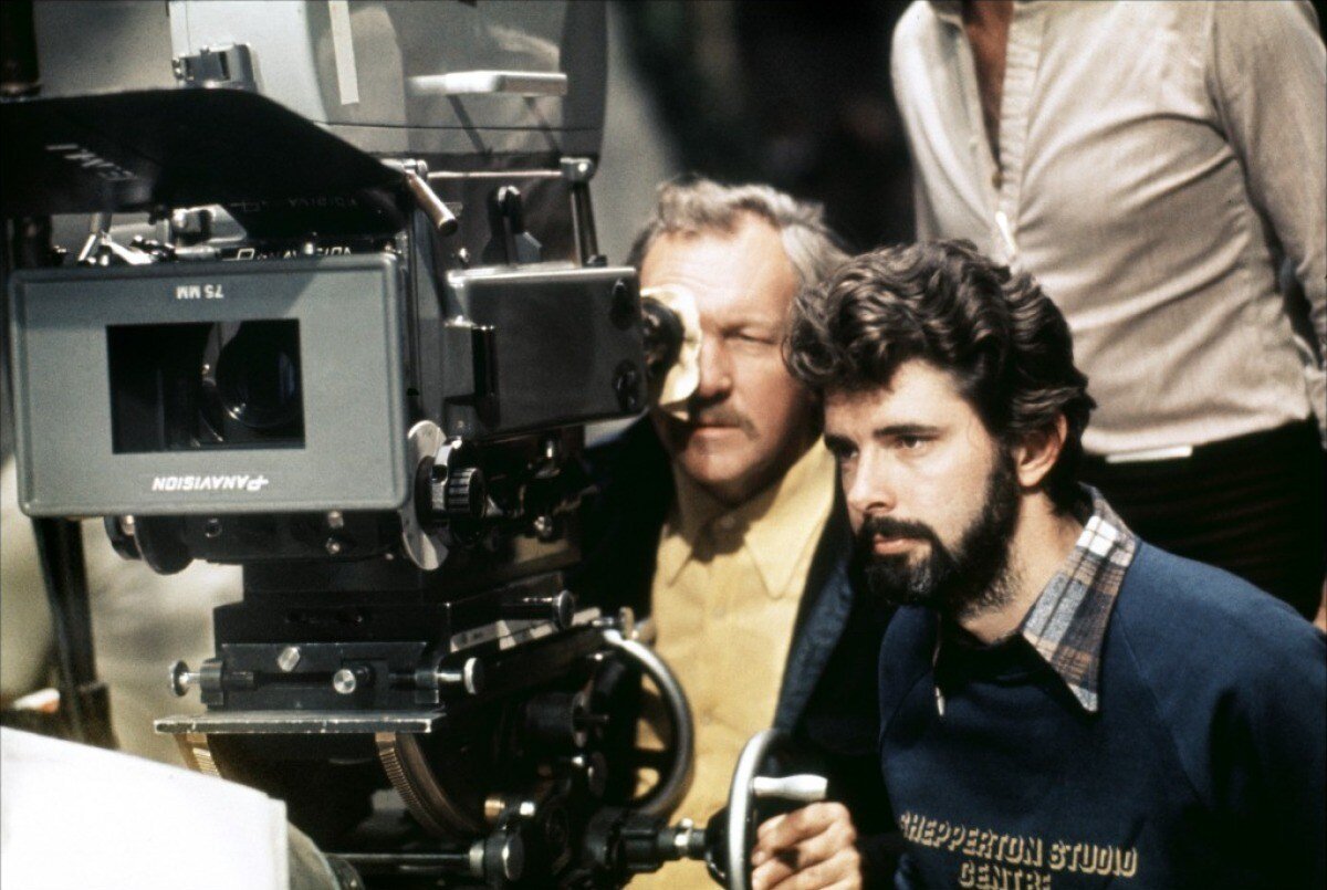 Джордж Лукас на съемках "Звездных войн" (1977)