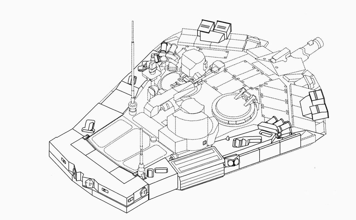 В мировой сети интернет появились эскизы танковой башни Т-90М, защищённой усовершенствованным комплексом активной защиты "Арена-М".