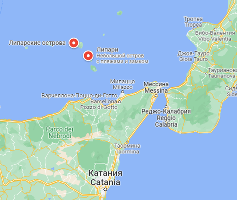 Липарские / Эоловы острова. Google.Карты
