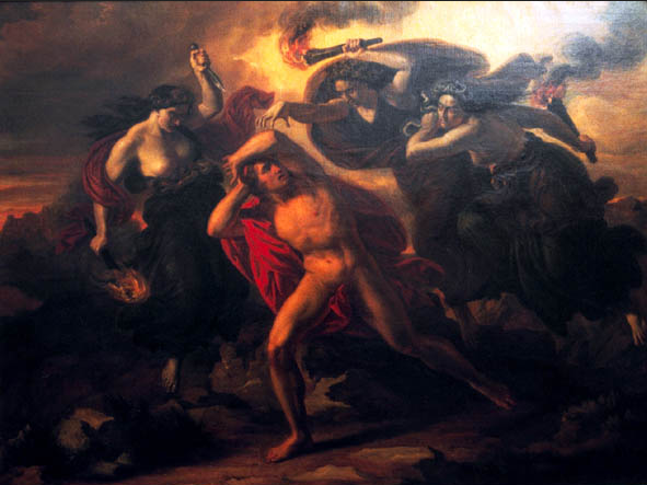 Вот, к примеру, фурии преследуют Ореста за убийство матери и её любовника. Фото картины из интернета. Худ. Карл Раль Младший, ок.1852