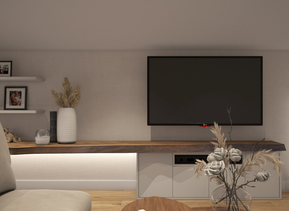 Кухня - Гостиная в доме в КП "Прилесный". На 51 кв.м. всего 2 окна