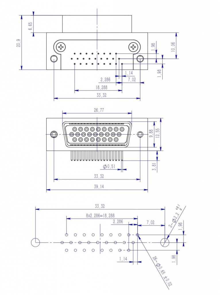 Чертёж №1 . Вилка угловая – партномер 280-028P2H26MTNA (Glenair Inc.)