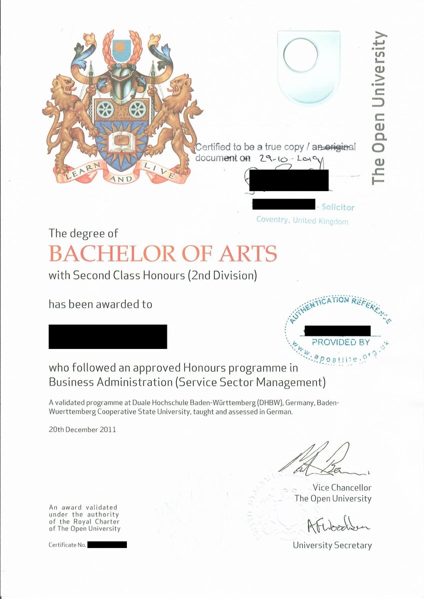 Образец диплома из Великобритании