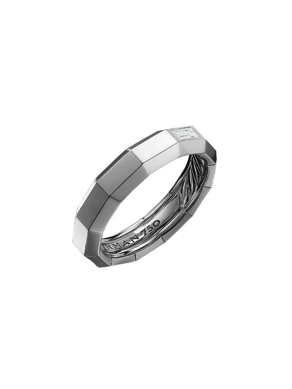Кольцо David Yurman Faceted из белого золота с бриллиантом
