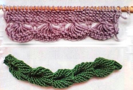 Варианты каймы и тесьмы спицами