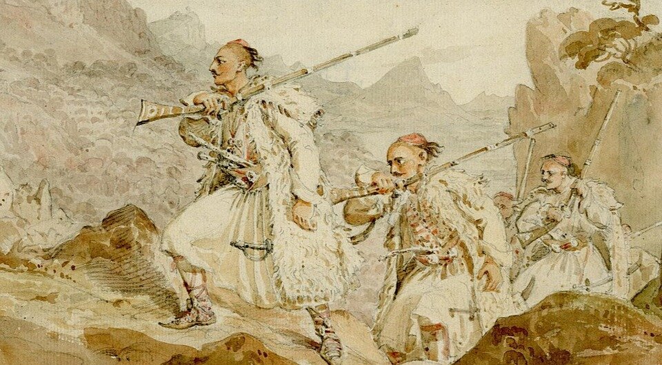   Charles Robert Cockerell / Albanian Palikars in pursuit of an enemy / British Museum / CC BY-SA 4.0