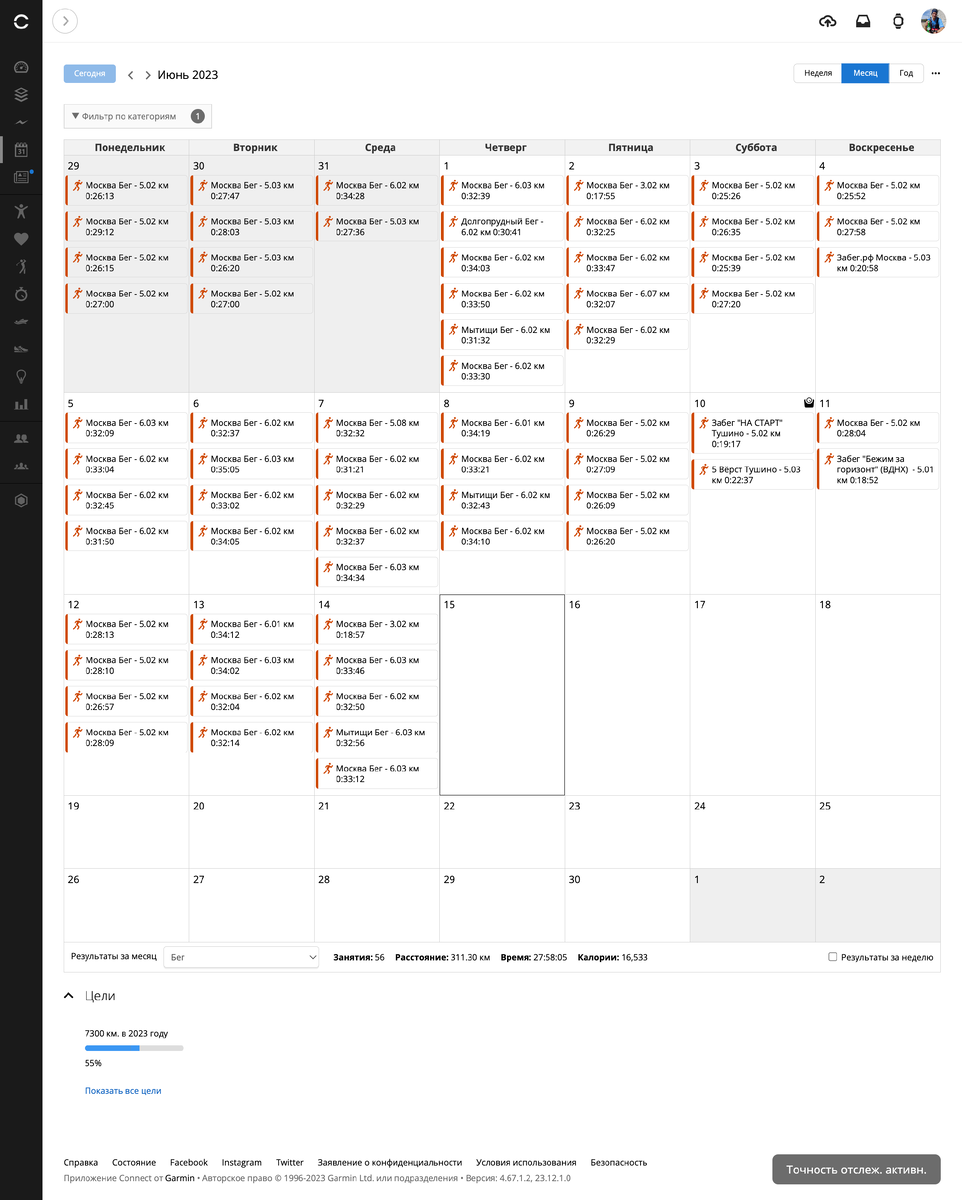 Мой календарь в Garmin