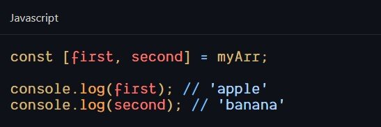 Фрагмент кода JavaScript деструкризации.